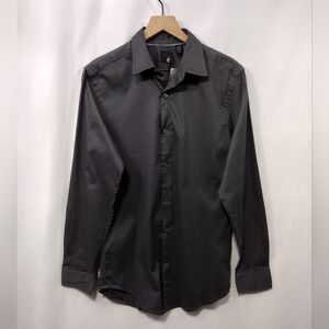 NWT JF Button Front Dress Shirt Mens S Black Office Career Business Minimalist